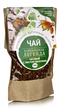 Чай чаговый, 140г с листом облепихи. Байкальская легенда
