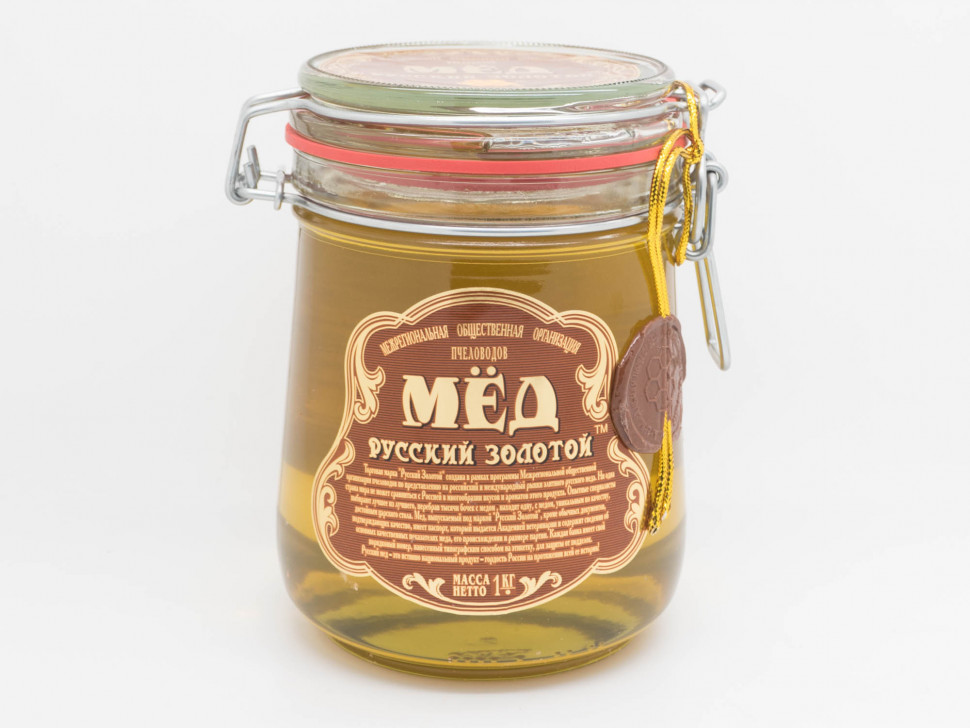 Мёд русский "Золотой" 1 кг сувенирный